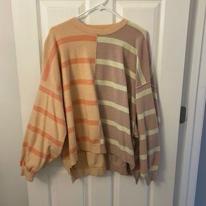 Free People Uptown Stripe Sweater in Split Pastel Dreams XS